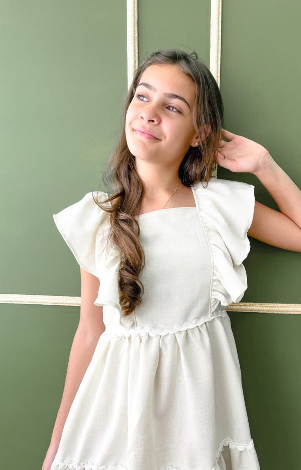 Vestido Infantil Off White Estrela