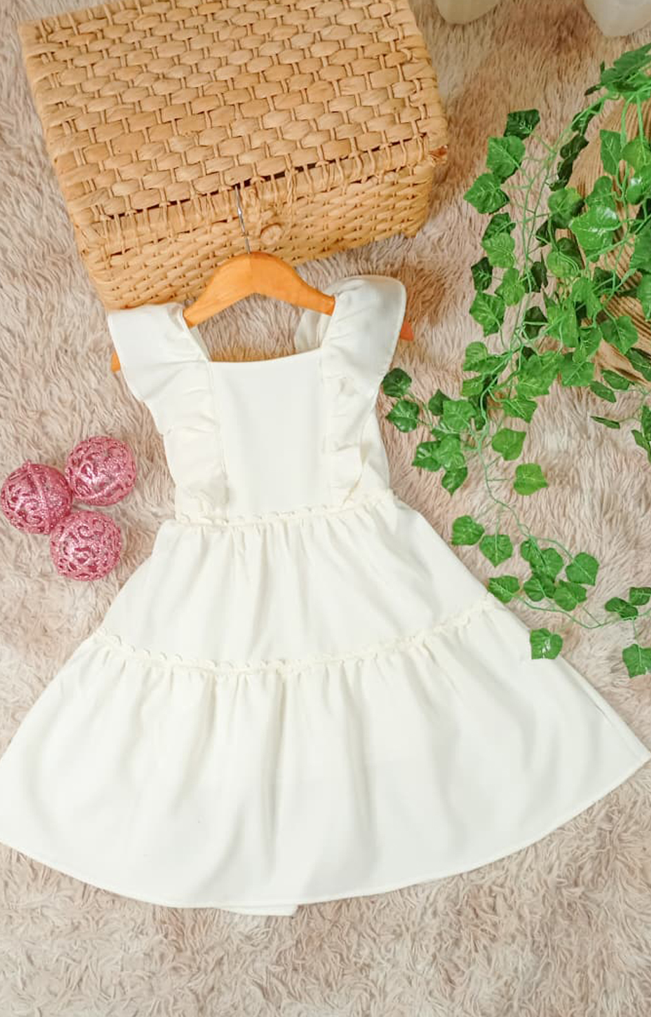 Vestido Infantil Off White Estrela - Imagem 3