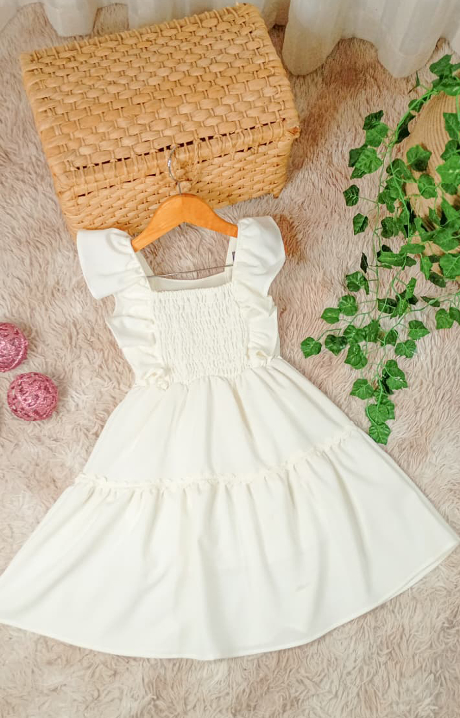 Vestido Infantil Off White Estrela - Imagem 6