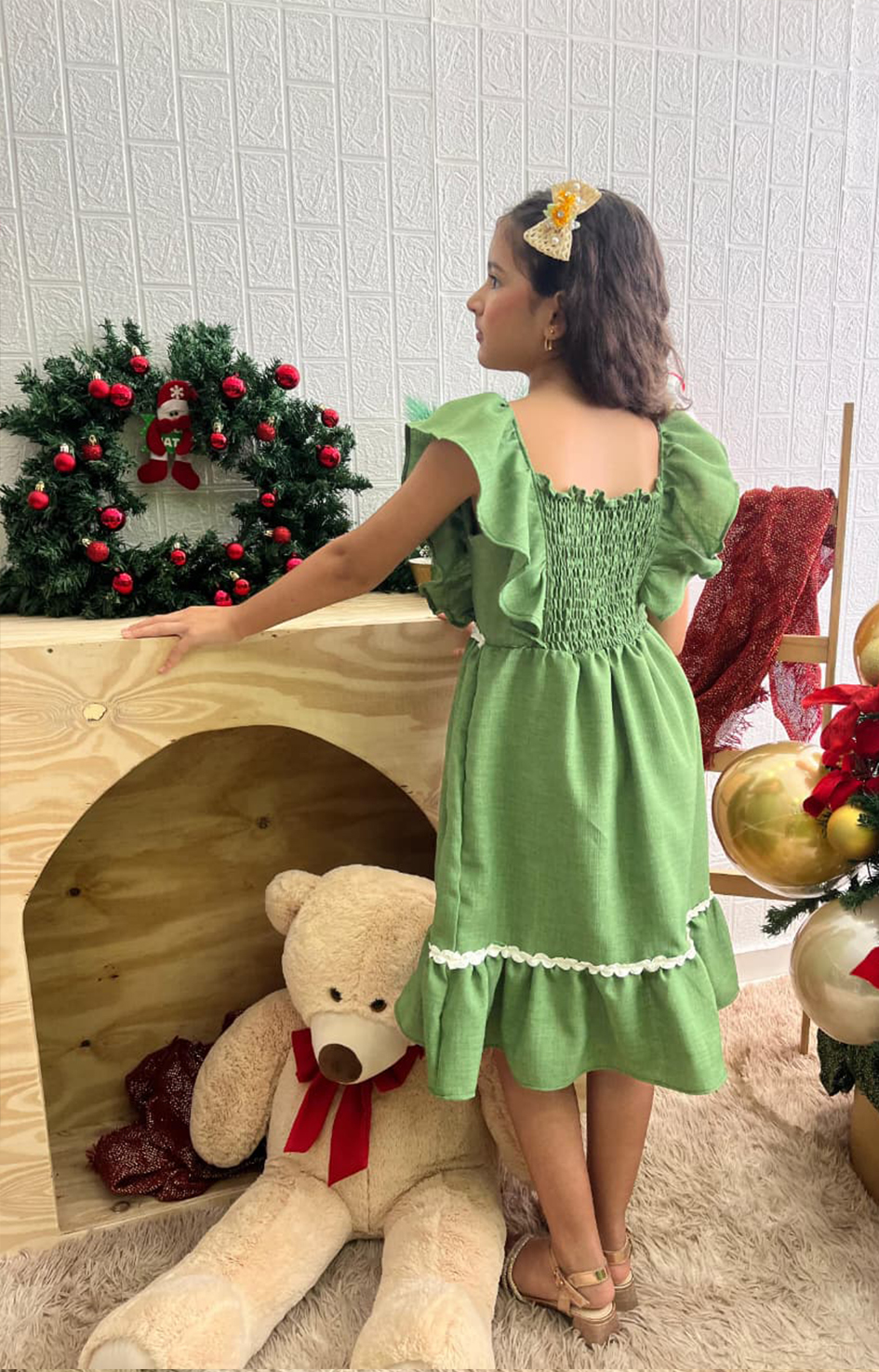 Vestido Infantil Verde Estrela