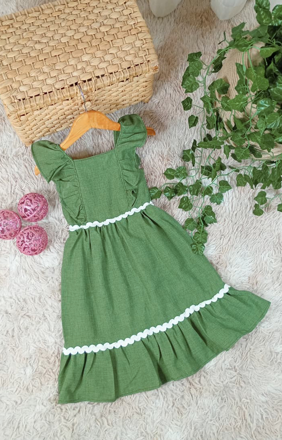 Vestido Infantil Verde Estrela - Imagem 3