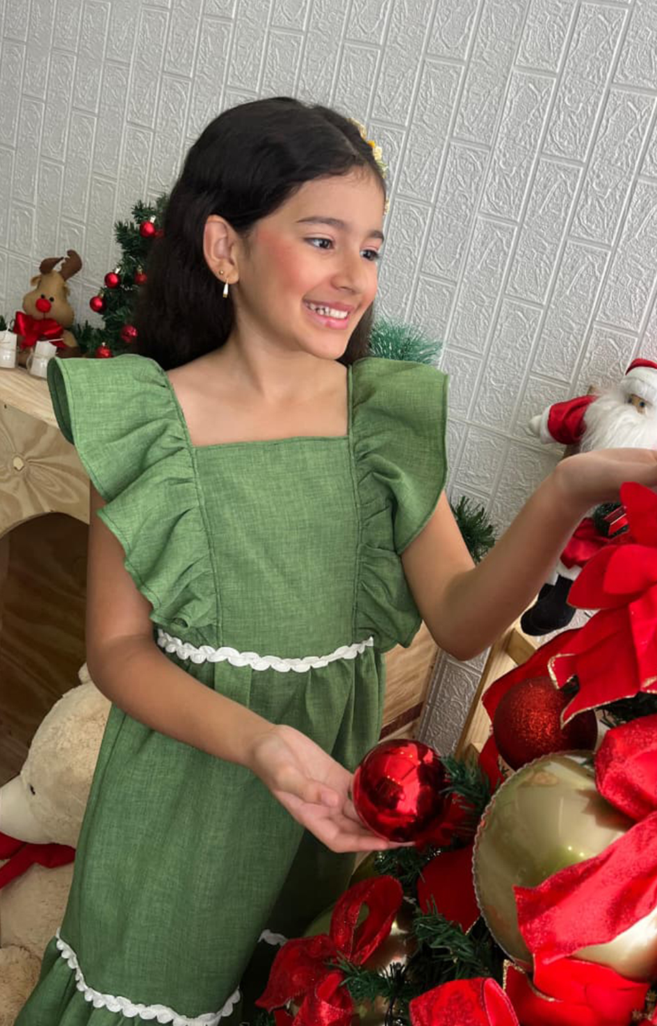 Vestido Infantil Verde Estrela - Imagem 5