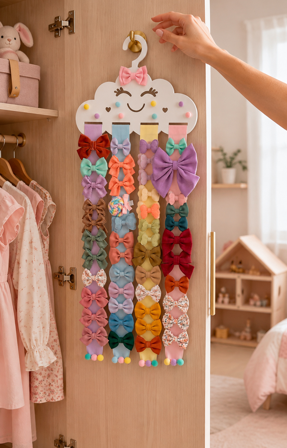Organizador de Laços Infantil Nuvem Fofa – Porta Laços e Presilhas
