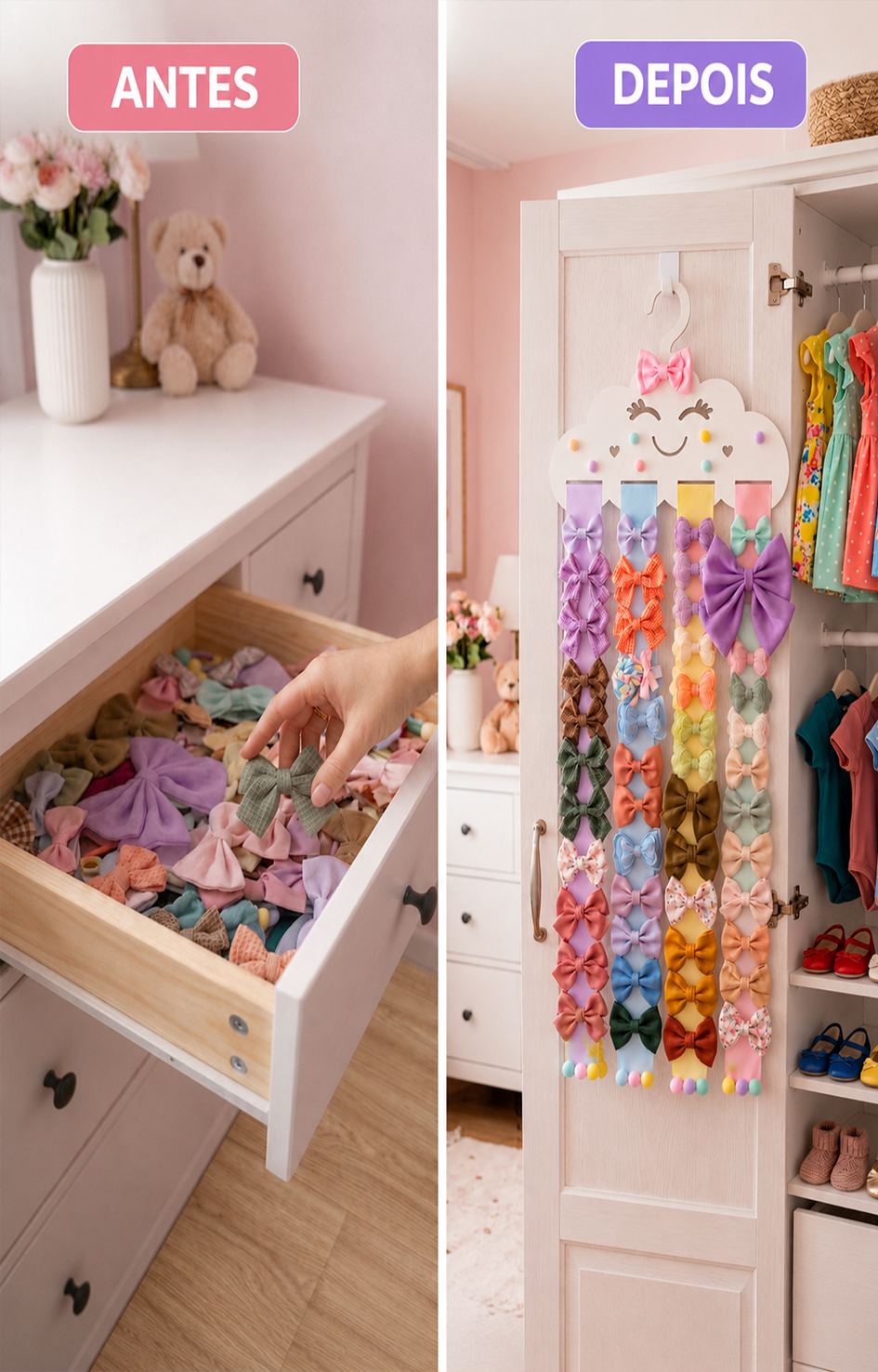 Organizador de Laços Infantil Nuvem Fofa – Porta Laços e Presilhas - Imagem 3