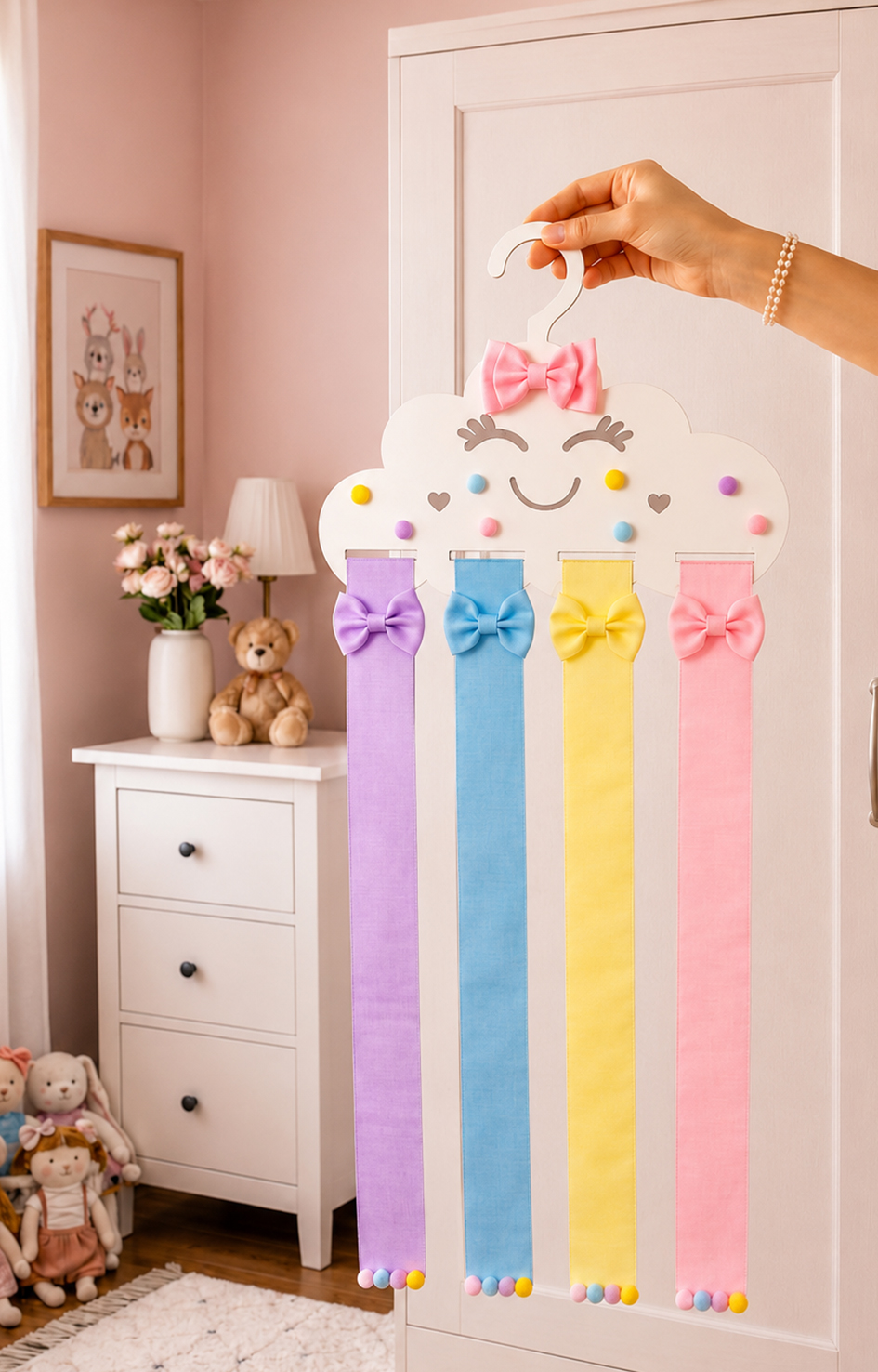 Organizador de Laços Infantil Nuvem Fofa – Porta Laços e Presilhas - Imagem 4