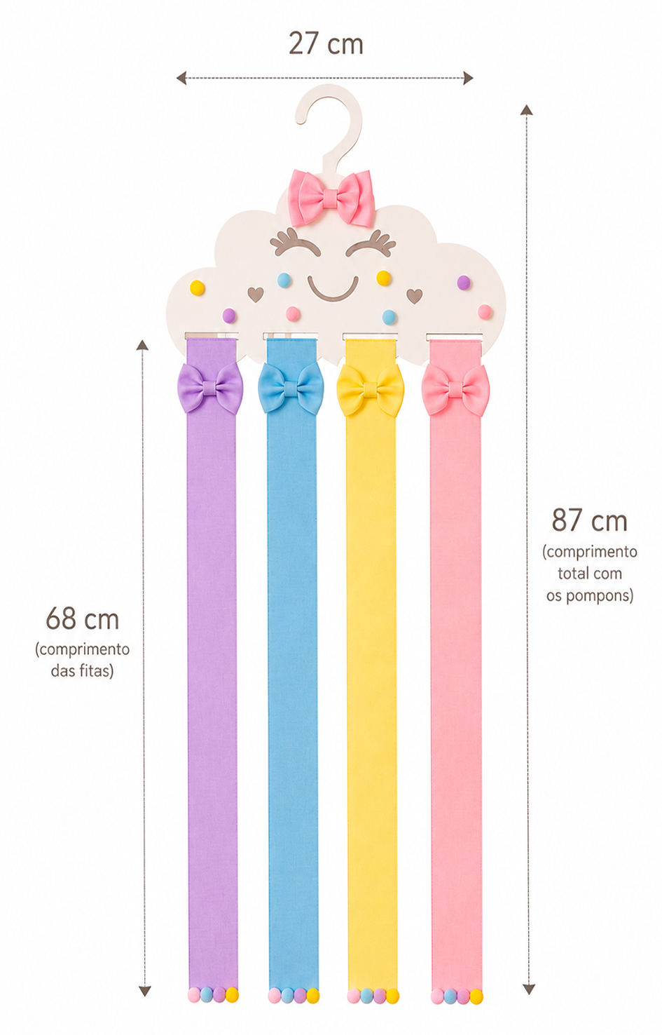Organizador de Laços Infantil Nuvem Fofa – Porta Laços e Presilhas - Imagem 5
