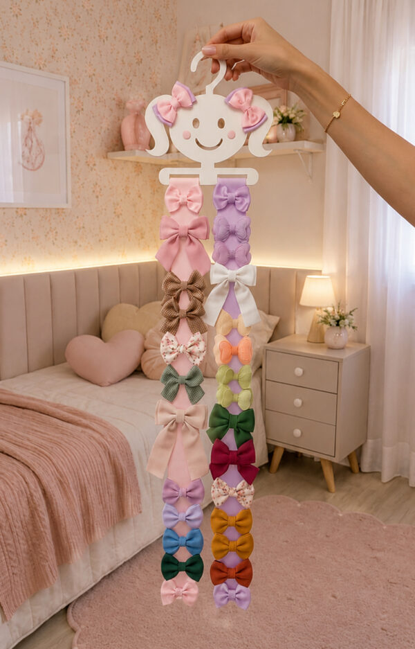 Organizador de Laços Infantil em MDF | Porta Laços de Parede e Guarda-Roupa