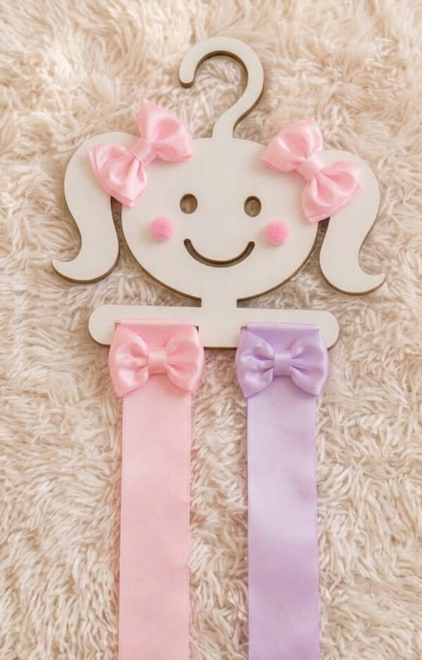 Alternative view of Organizador de Laços Infantil em MDF | Porta Laços de Parede e Guarda-Roupa