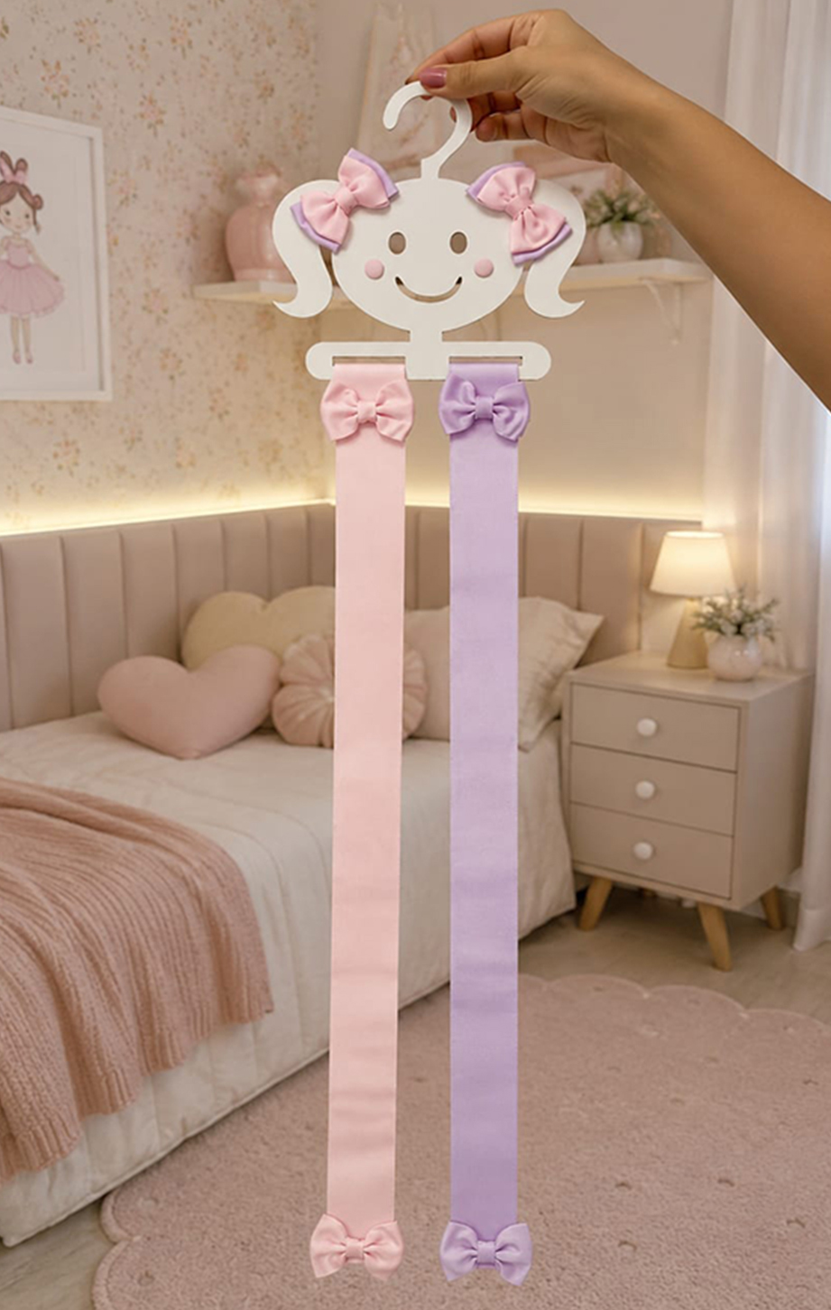 Organizador de Laços Infantil em MDF | Porta Laços de Parede e Guarda-Roupa - Imagem 4